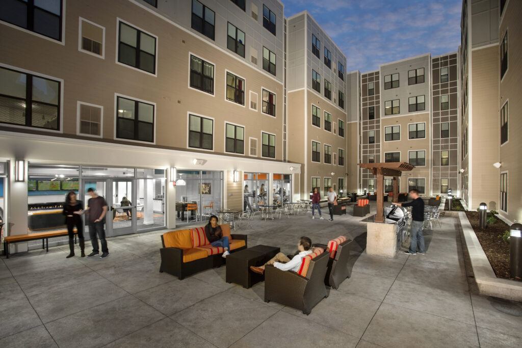 The Edge ISU student housing courtyard
