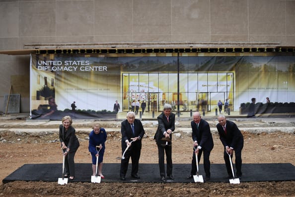 Distinguished guests break ground for the new U.S. Diplomacy Center Pavilion in Washington, DC.